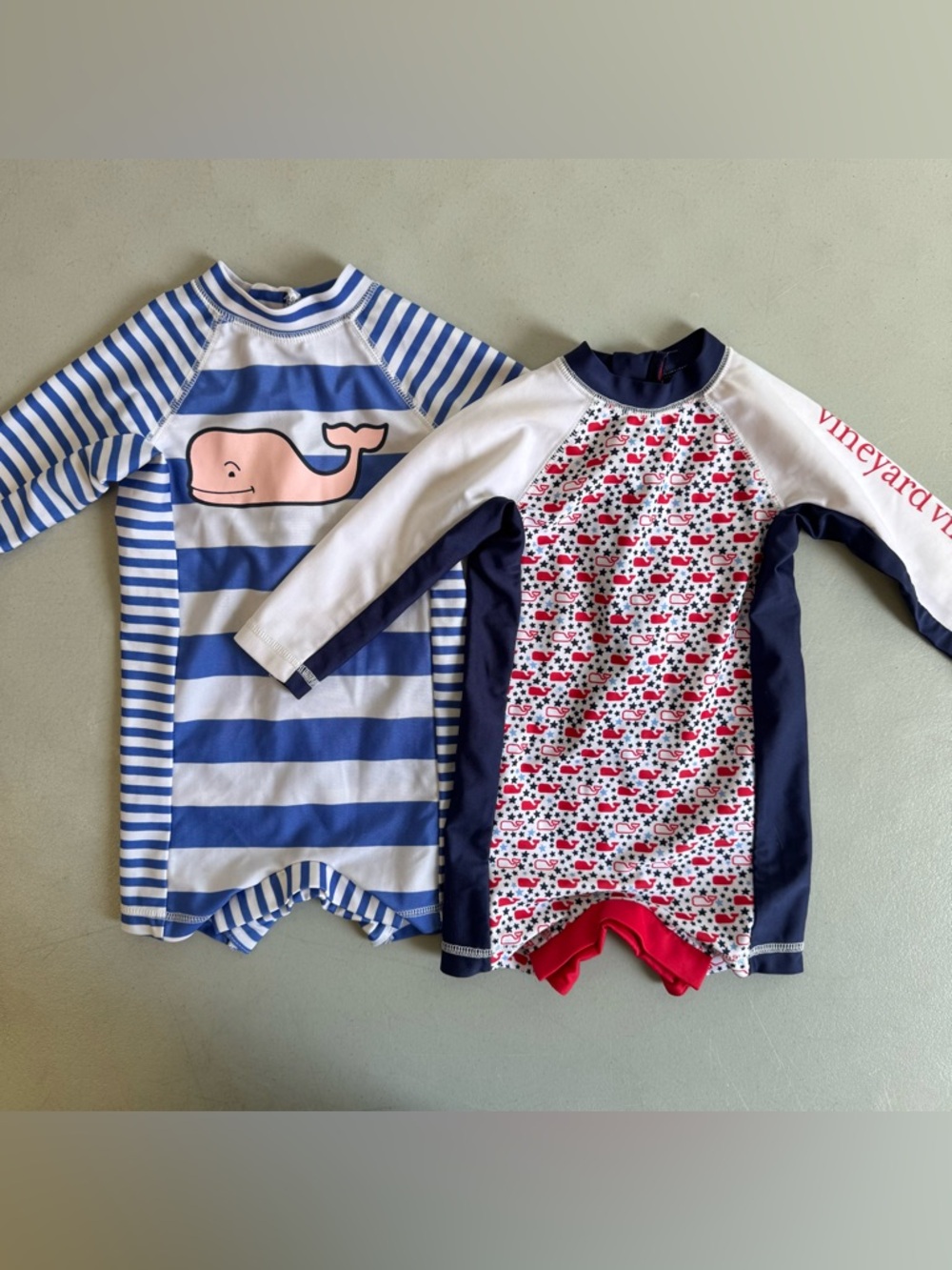 Vineyard Vines x Target 6-9M Baby Red & Navy Whale Rash Guard One-Piece Bundle